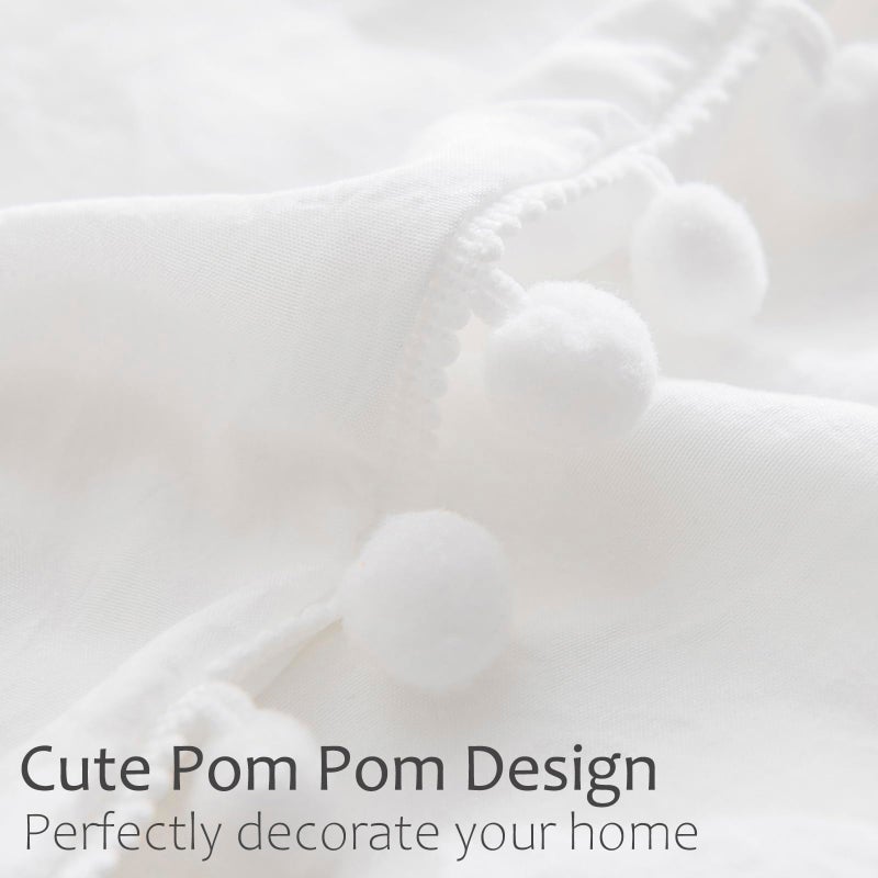 MOVE OVER White Pillowcases, Pom Poms Fringe Pillowcases, Pure White Boho Chic Pillow Shams, Ultra Soft Washed Microfiber 2 Pack Pillow Cover (King, White) - Image 5
